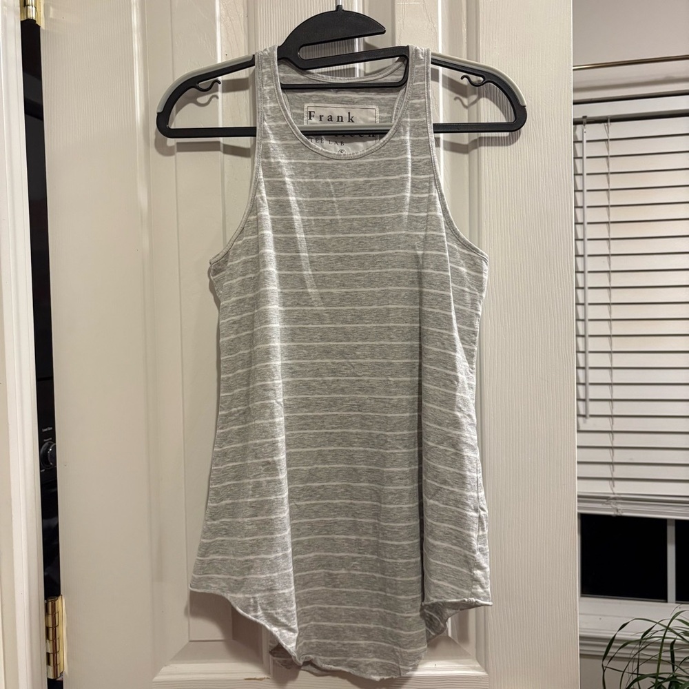 FRANK & EILEEN Gray White Striped Tee Lab Tank Top Shirt Size Small Cotton